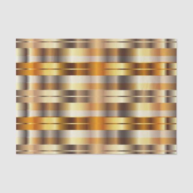 Gold Imitate Metallische Diagonale Streifen Seidenpapier (Vorderseite)