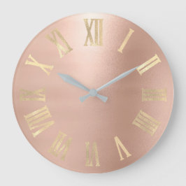 Gold Imitate Rose Gold Minimal Metallische römisch Große Wanduhr