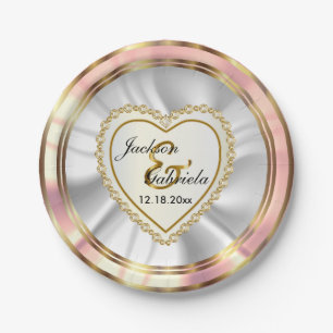 Gold & Imitats Diamant & Rose Hochzeit oder Jubilä Pappteller