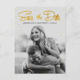 Gold Imitats Foil Confetti Save the Date Postkarte