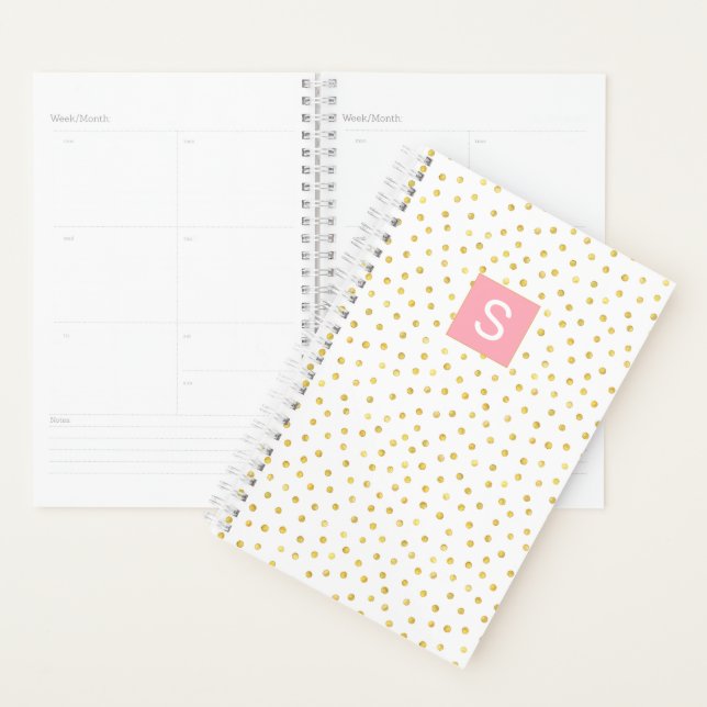 Gold Imitats Foil Polka Dot Monogram Kalenderplane Planer (Anzeige)