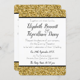 Gold Imitats Glitzer Abend Einladung