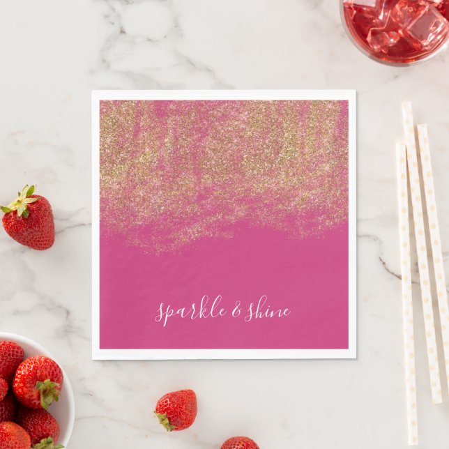 Gold Imitats Glitzer Girly Pink Sparkone Serviette (Beispiel)