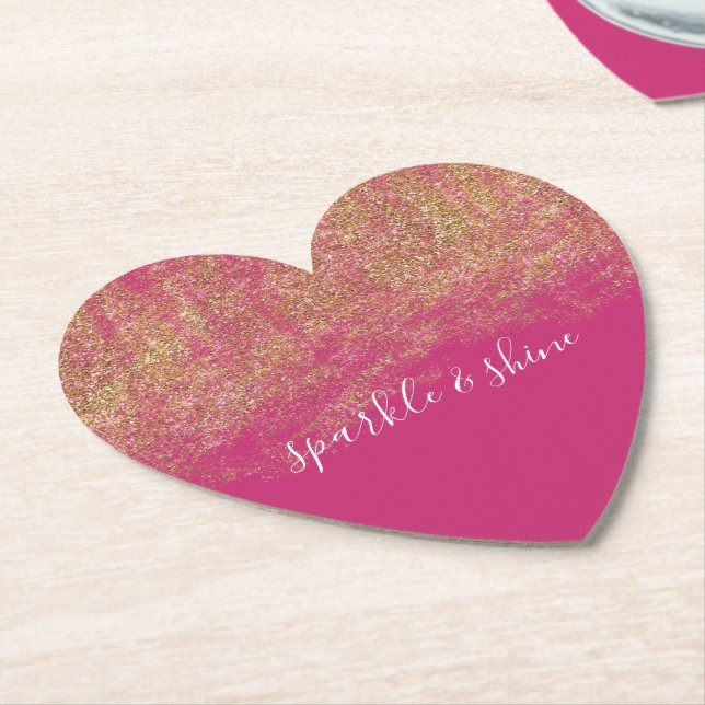Gold Imitats Glitzer Girly Pink Sparkone Untersetzer (angewinkelt)