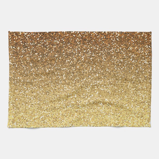 Gold Imitats Glitzer Ombre Geschirrtuch (Horizontal)