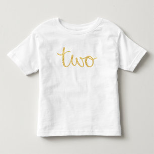 Gold Imitats Glitzer Script 2. Geburtstag Kleinkind T-shirt
