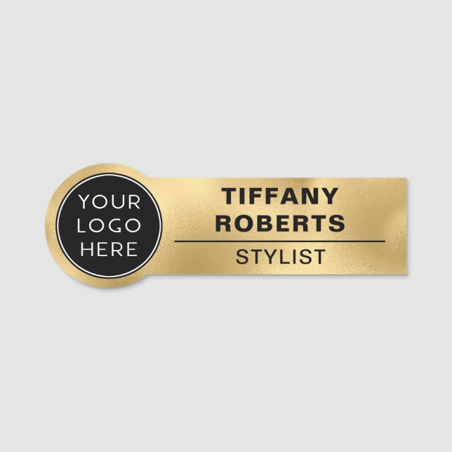 Gold Imitats Logo-Mitarbeiter von Metallic Company Namensschild (Vorderseite)