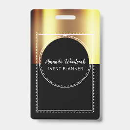 Gold Imitats Metallic auf Black Event Planner Name Ausweis