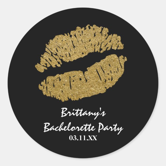 Gold Imitats Sparklops Kiss Gastgeschenk Sticker (Vorderseite)