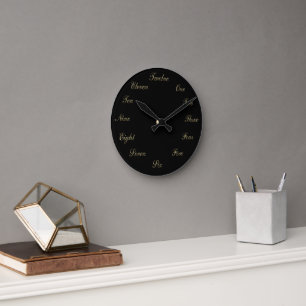 Gold in Black Clock Runde Wanduhr
