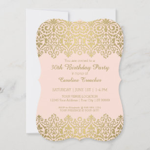 Gold in Blush Vintag Lace Elegant 30. Geburtstag Einladung