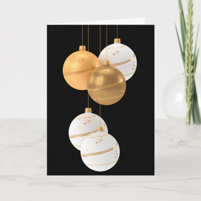 GOLD IN WHITE ORNAMENTS CHRISTMAS KARTE FÜR JEDEN (Vorderseite)