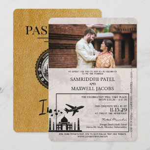 Gold India Passport Einladung zur Hochzeit