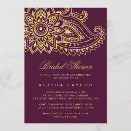 Gold Indian Paisley Brautparty Einladung