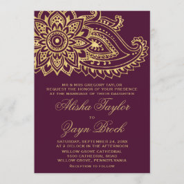 Gold Indian Paisley Formal Wedding Einladung
