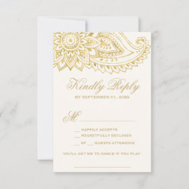Gold Indian Paisley Song Request RSVP Card