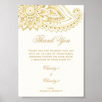 Gold Indian Paisley Wedding in Lieu of Favors Sign