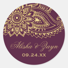 Gold Indian Paisley Wedding Umschlag Aufkleber