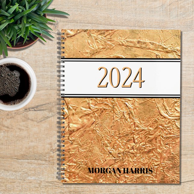 Gold-Individuelle Name 2024 Planer (Von Creator hochgeladen)