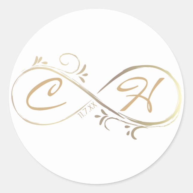 Gold Infinity Glam Moderne Minimale Hochzeit Runder Aufkleber (Vorderseite)