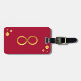 Gold Infinity Symbol & Confetti auf Burgund Gepäckanhänger