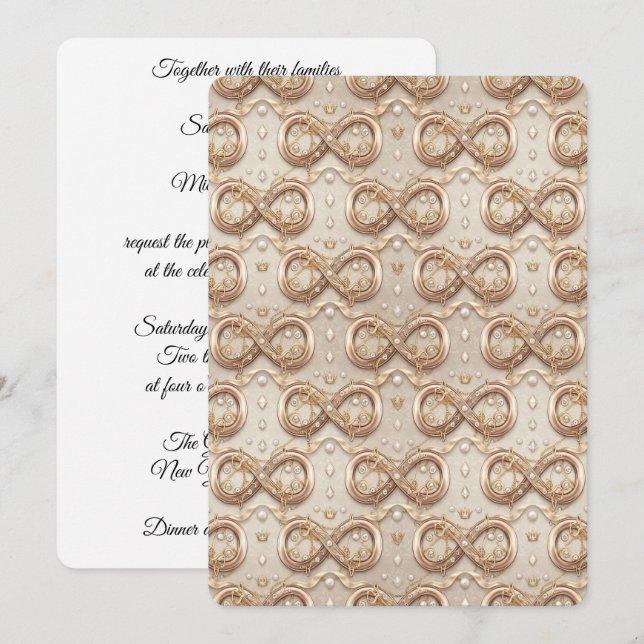 Gold Infinity Wedding Invitation Einladung (Vorne/Hinten)