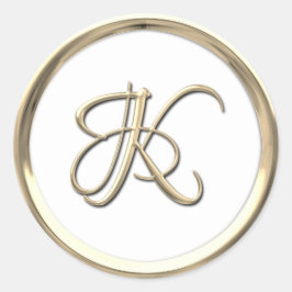 Gold Initial Monogram K Script Jegliche Farbe Runder Aufkleber