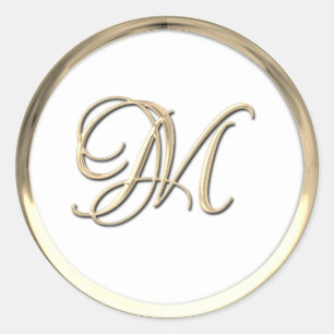Gold Initial Monogram M Script Jegliche Farbe Runder Aufkleber