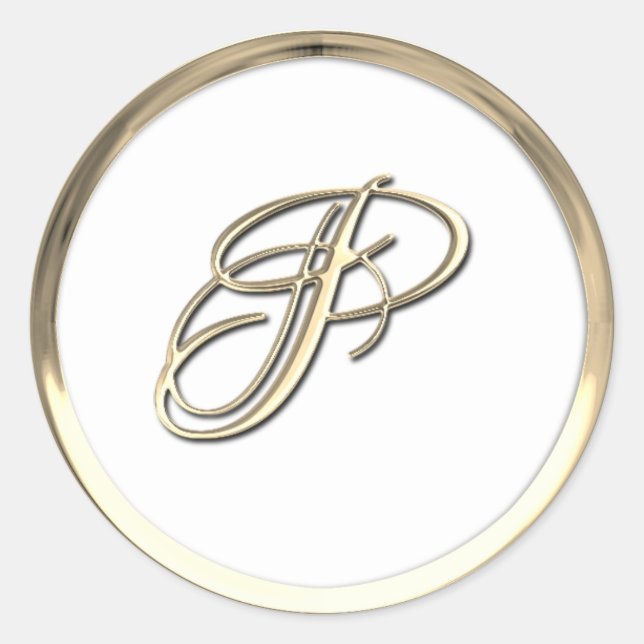 Gold Initial Monogram P Script Jegliche Farbe Runder Aufkleber (Vorderseite)