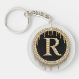Gold Initial R Black Andenken Schlüsselanhänger