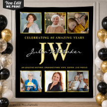 Gold Initials Custom Birthday Background mit Foto