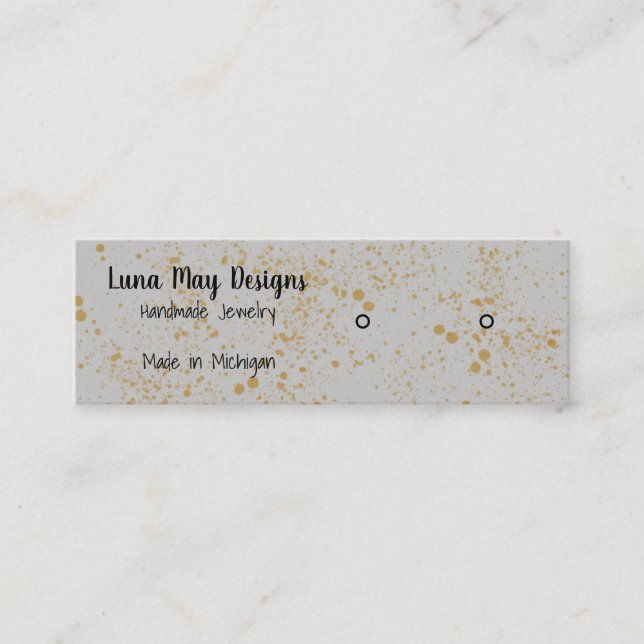Gold Ink SplatterJuwelier Display Business Card Mini Visitenkarte (Vorderseite)
