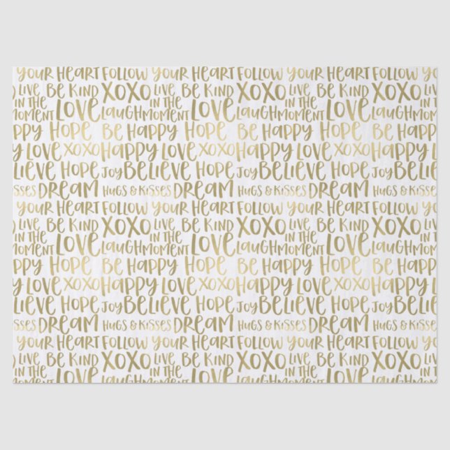 Gold inspirierende Wörter Seidenpapier (Vorderseite)