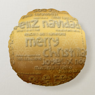 Gold International Noël Navidad Coussin rond