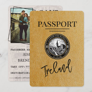 Gold Irland Reisepass Save The Date