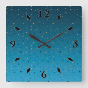 Gold ist blau. quadratische wanduhr