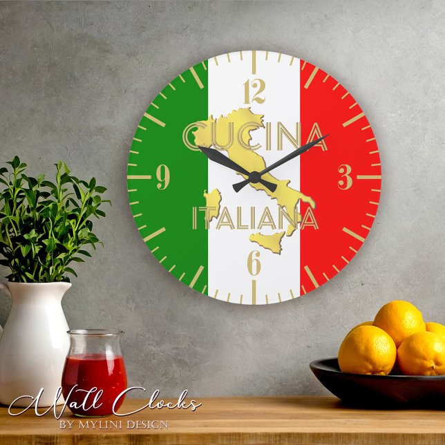 Gold Italy Country Italian Fahne Wall Clock Große Wanduhr (Von Creator hochgeladen)