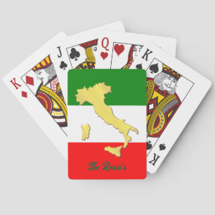 Gold Italy Map Italienische Flagge Spielkarten