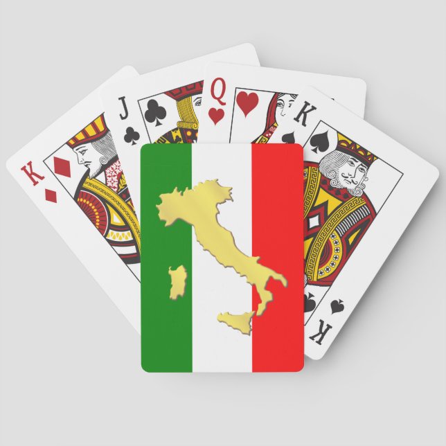 Gold Italy Map Italienische Flagge Spielkarten (Rückseite)