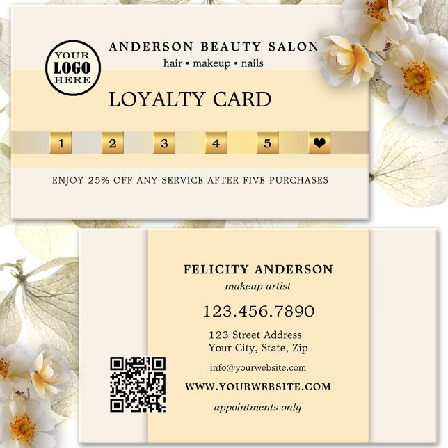 Gold Ivory Chic Loyalty Business Card Treuekarte (Von Creator hochgeladen)