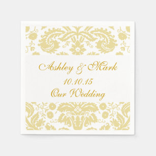 Gold Ivory Damask Hochzeitspapier Napkins Serviette