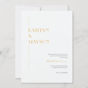 Gold & Ivory Moderne Minimalistische Hochzeit Einladung