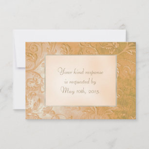 Gold Jade Herbst Blumenstrauß Hochzeit RSVP Karte