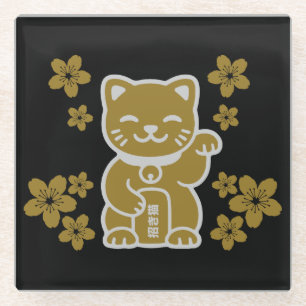 Gold Japanisch Maneki-neko Glasuntersetzer