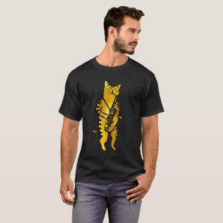 Gold JAZZ CAT spielt das SAX Musicians T-Shirt