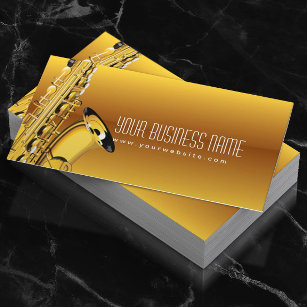 Gold Jazz Saxophone Music Business Card Visitenkarte