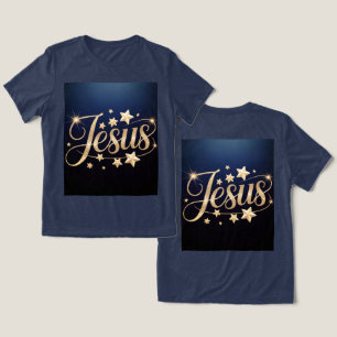 Gold Jesus Schrift Blau Tri-Blend Shirt