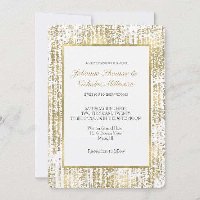 Gold Jewel Bokeh Abstrakt Wedding Einladung (Vorderseite)