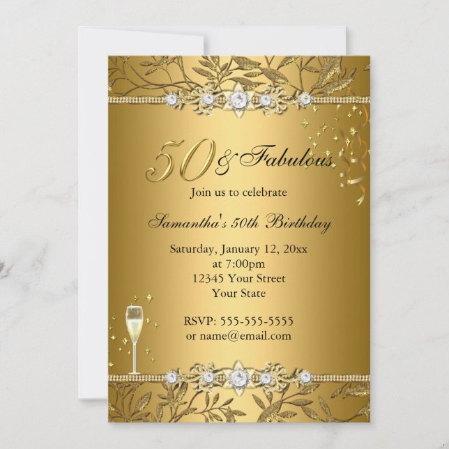 Gold Jewel Leaf 50 & Fabuleuse Invitation Annivers (Devant)