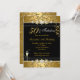 Gold Jewel Leaf 50 Fabulous Birthday Black Einladung (Vorderseite/Rückseite Beispiel)